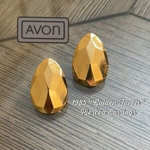 Vintage 1985 AVON Golden Facets - Pierced Earrings